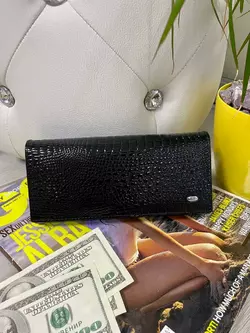 Кожаный кошелек  Fashion ST Lite на магнитах черный
