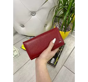Кожаный кошелек Fashion Busy на магнитах с визитницей бордо