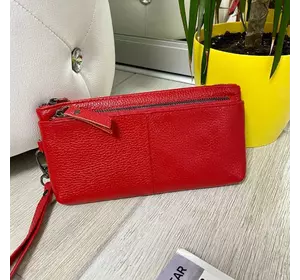 Кожаный кошелек-косметичка Fashion Pudra красный пуд1