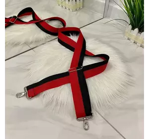 Ремешок широкий текстильный Fashion 40 мм для женской сумки черно-красный РЕМ57