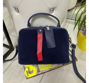Замшевая сумка Fashion F на 2 отдела синяя ф5